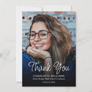 Cartão De Agradecimento Graduação minimalista fotográfica