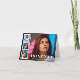 Cartão De Agradecimento Graduação Moderna de Colagem de Fotos Simples