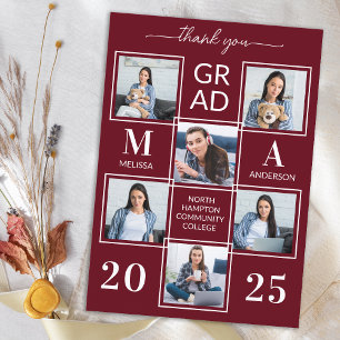Cartão De Agradecimento Graduação Moderna Personalizada Colagem de 6 Fotos