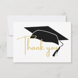 Cartão De Agradecimento Graduação Moderno Branco Dourado Preto
