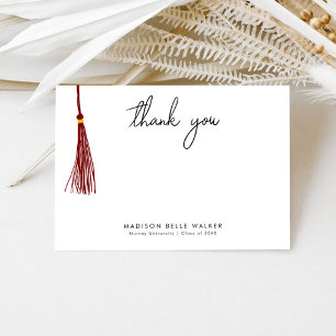 Cartão De Agradecimento Graduação Obrigado Maroon Tassel