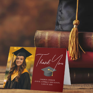 Cartão De Agradecimento Graduação Personalizada de Foto do Formando Burgun