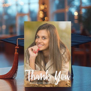 Cartão De Agradecimento Graduação Personalizada de Foto do Formando Chic