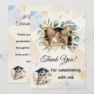 Cartão De Agradecimento Graduação Pré-Escolar Jardim de Infância da Coruja