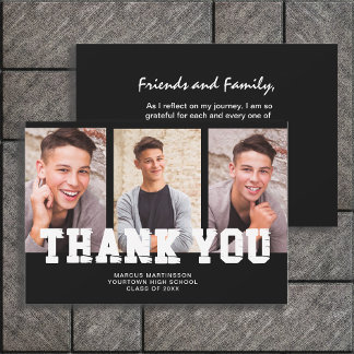 Cartão De Agradecimento Graduação Preta 3 Foto Obrigado