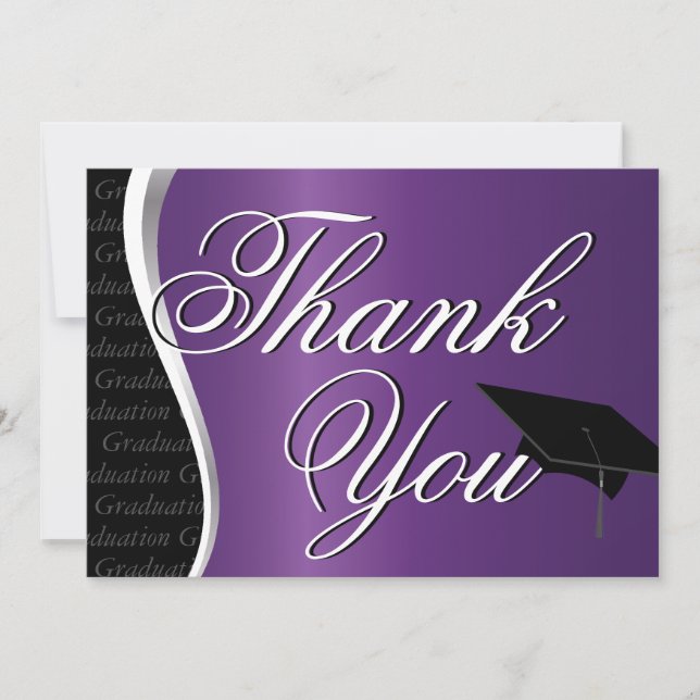 Cartão De Agradecimento Graduação Roxa e Negra Obrigado (Frente)