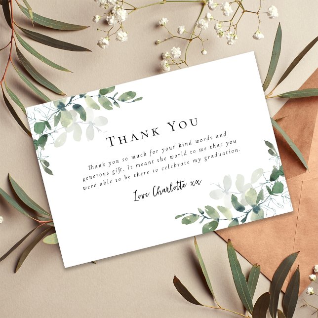 Cartão De Agradecimento Graduação Simples de Eucalyptus (Criador carregado)
