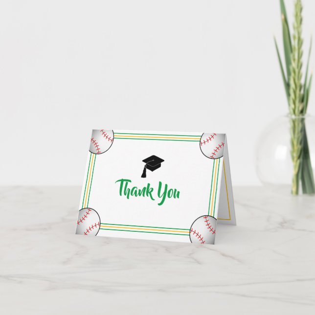 Cartão De Agradecimento Graduação Verde e Dourada (Frente)