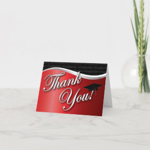 Cartão De Agradecimento Graduação Vermelha e Negra Obrigado