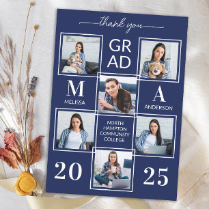 Cartão De Agradecimento Graduado 6 Foto Personalizado Formatura Azul Marin