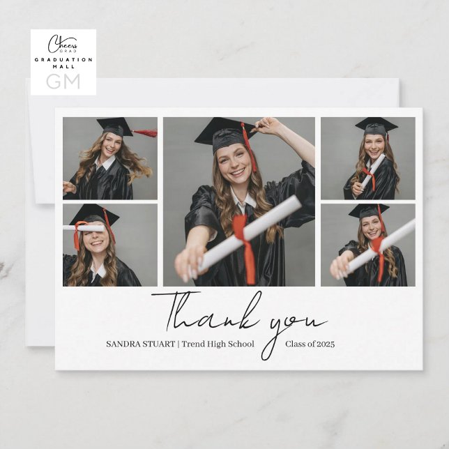 Cartão De Agradecimento Graduate Photo Collage Graduation (Graduate Photo Collage Graduation Thank You Card)