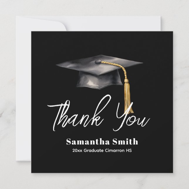 Cartão De Agradecimento Graduation Party Flat Thank You Card (Frente)