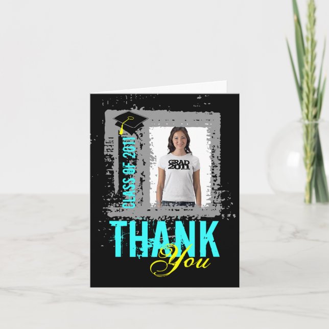Cartão De Agradecimento Graduation Thank You Card Add Photo 3 (Frente)