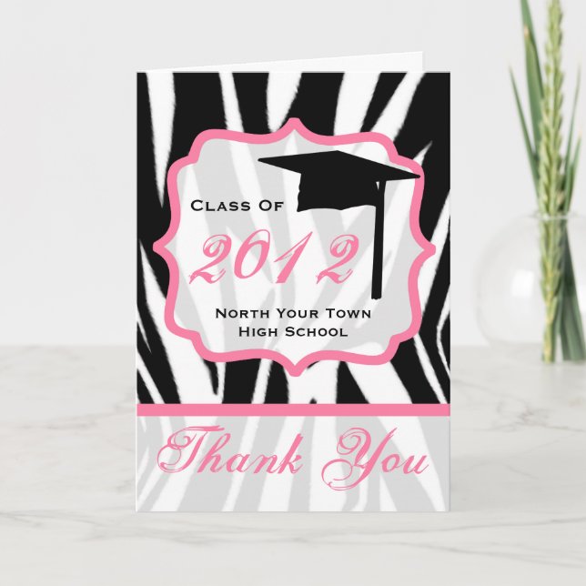 Cartão De Agradecimento Graduation Thank You Card - Class of 2012 Zebra (Frente)