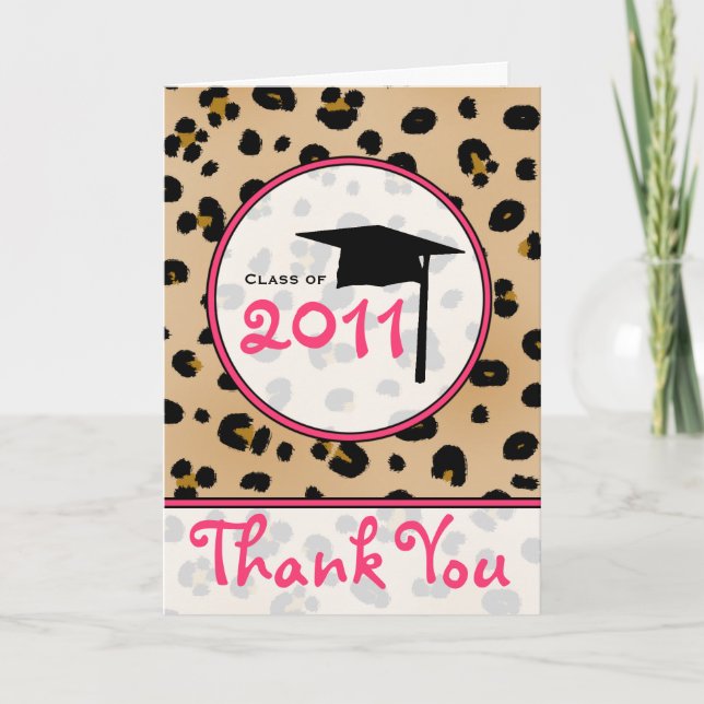 Cartão De Agradecimento Graduation Thank You Card - Leopard (Frente)