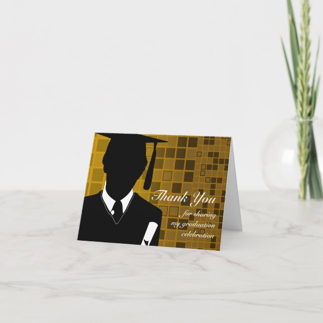 Cartão De Agradecimento Graduation Thank You Card Mosaic Gold (Frente)