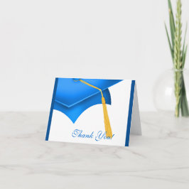 Cartão De Agradecimento Graduation Thank You Note Card White Blue Grad Cap
