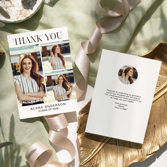 Cartão De Agradecimento Graduation Thank you Photo Collage Modern Class (Criador carregado)