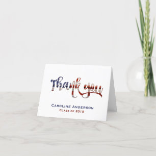 Cartão De Agradecimento Graduation Thank You, Red White & Blue