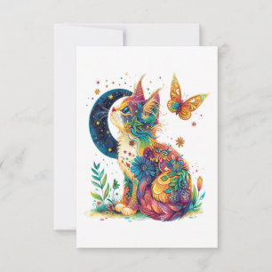 Cartão De Agradecimento Gráfico De Gatos Com Rosto De Animais De Gatinho C