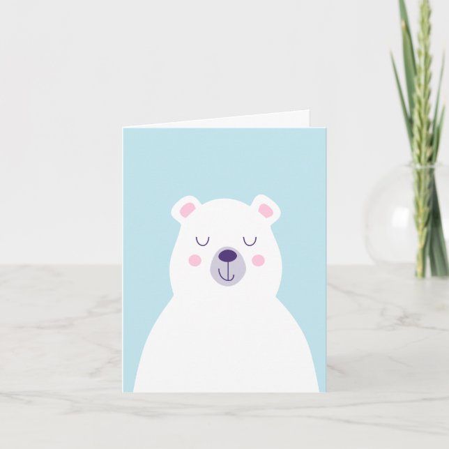 Cartão De Agradecimento Gráfico de natal de urso polar branco-agudo (Frente)