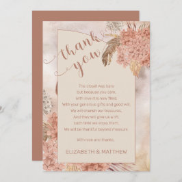 Cartão De Agradecimento Grama das Pampas | Hidrângeas Baby Shower Agradeci