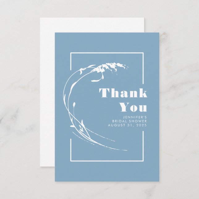 Cartão De Agradecimento Grama Pampas Azul Empoeirado Romântico Obrigado (Frente/Verso)