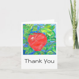 Cartão De Agradecimento Grande Mão Vermelha Pintada Aquarela Obrigado
