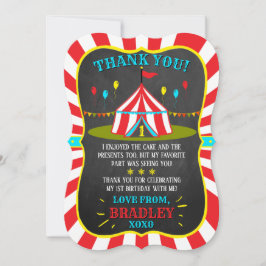 Cartão De Agradecimento Grande primeiro aniversario de Carnaval de Circo S