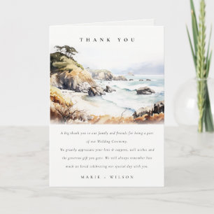 Cartão De Agradecimento Grande Sur, Califórnia Paisagem Aquarela Casamento