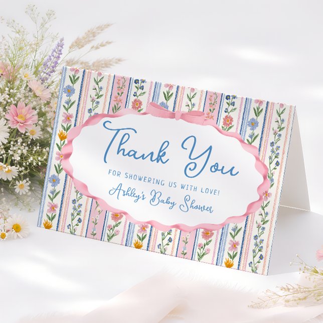 Cartão De Agradecimento Grandmillennial Floral Baby Shower Thank You Card (Criador carregado)