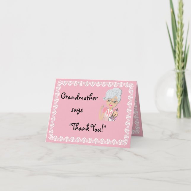 Cartão De Agradecimento Grandmother Baby Shower Gift Thank You Card (Frente)
