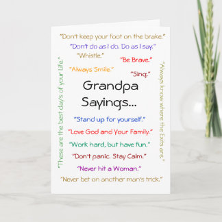 Cartão De Agradecimento "Grandpa Sayings..." Card