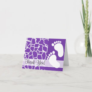 Cartão De Agradecimento Grape Purple Giraffe Animal Print