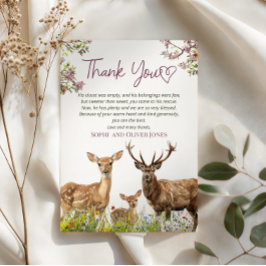 Cartão De Agradecimento Grata Pastel Deer Obrigado