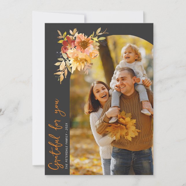 Cartão De Agradecimento Grateful, happy thanksgiving photo greeting card (Frente)