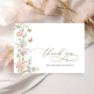 Cartão De Agradecimento Gratidão de casamento floral rosa pastel graciosa 