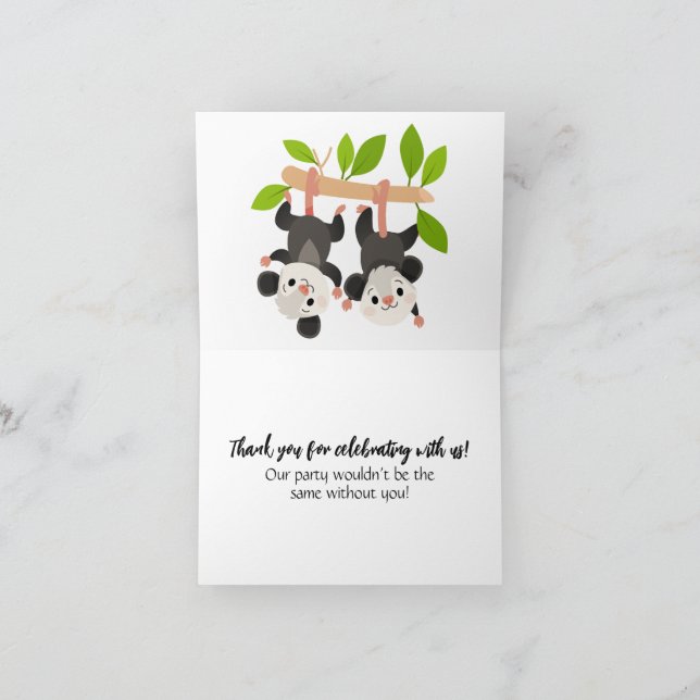 Cartão De Agradecimento Gratidão de Gambá Fofo Obrigado por Celebrar Conos (Interior)