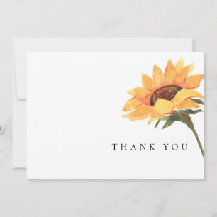 Cartão De Agradecimento Gratidão Simples de Girassol em Aquarela para Casa