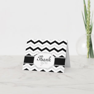 Cartão De Agradecimento Gray Black & White Chevron Trendy Thank You Cards