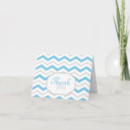 Cartão De Agradecimento Gray & Blue Chevron Modern Thank You Cards