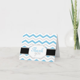 Cartão De Agradecimento Gray & Blue Chevron Trendy Thank You Cards