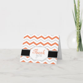 Cartão De Agradecimento Gray & Orange Chevron Trendy Thank You Cards