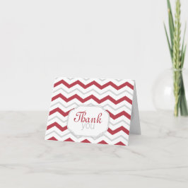 Cartão De Agradecimento Gray & Red Chevron Modern Thank You Cards