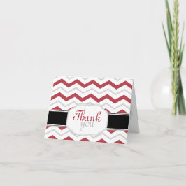 Cartão De Agradecimento Gray & Red Chevron Trendy Thank You Cards