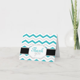 Cartão De Agradecimento Gray & Turquoise Chevron Trendy Thank You Cards