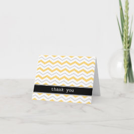 Cartão De Agradecimento Gray & Yellow Chevron custom Thank You Cards