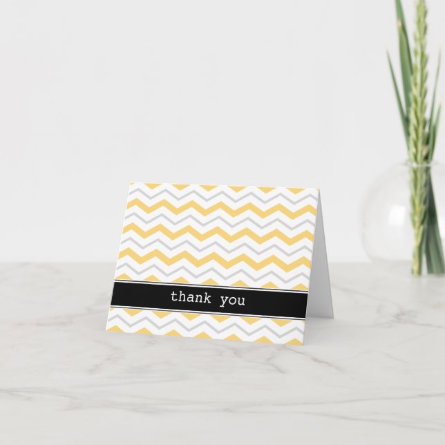 Cartão De Agradecimento Gray & Yellow Chevron custom Thank You Cards (Frente)