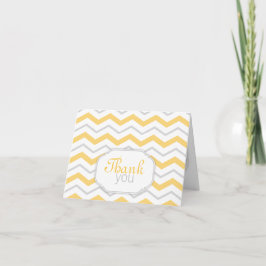 Cartão De Agradecimento Gray & Yellow Chevron Modern Thank You Cards