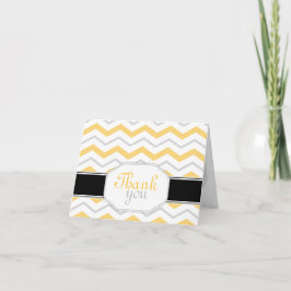 Cartão De Agradecimento Gray & Yellow Chevron Trendy Thank You Cards